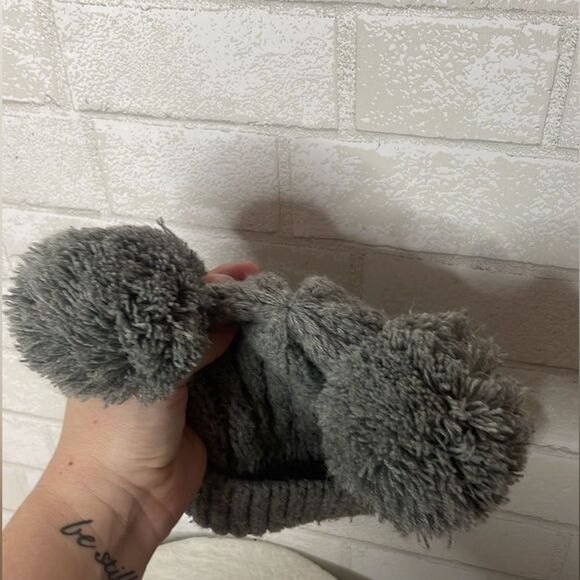 CC Exclusives Boutique Kids Solid Gray Double Pom CC Beanie - Picture 2 of 6